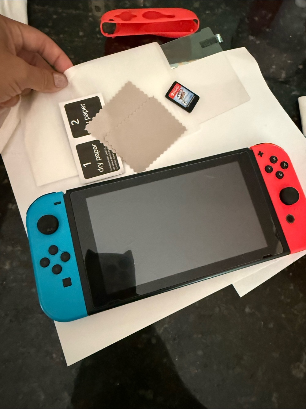 Nintendo Switch with NEW glass protection cover and Nerf game!